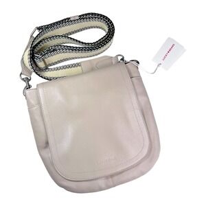 Lucky Brand Rori Leather Crossbody Bag Ivory Gray Adjustable Strap NWT